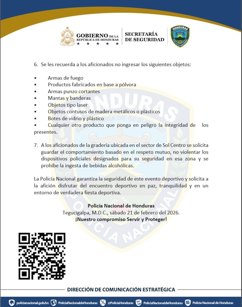 Comunicado de la Policía