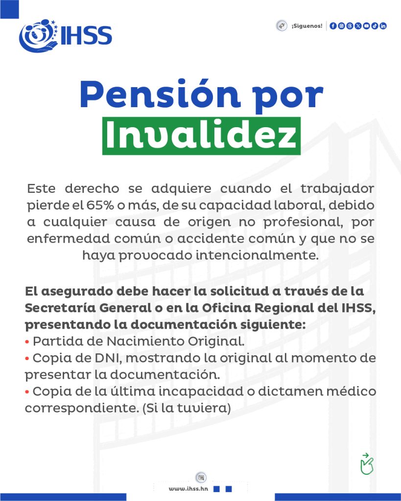 Imagen con los requisitos para la pensión por invalidez
