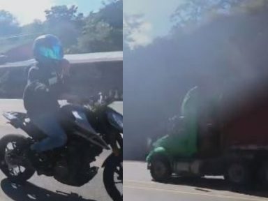 Imágenes muestran muerte de motociclista al impactar contra rastra en CA-5
