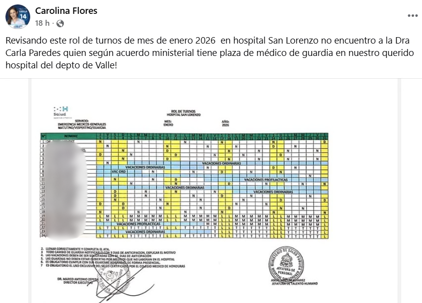 Captura de pantalla de la publicación