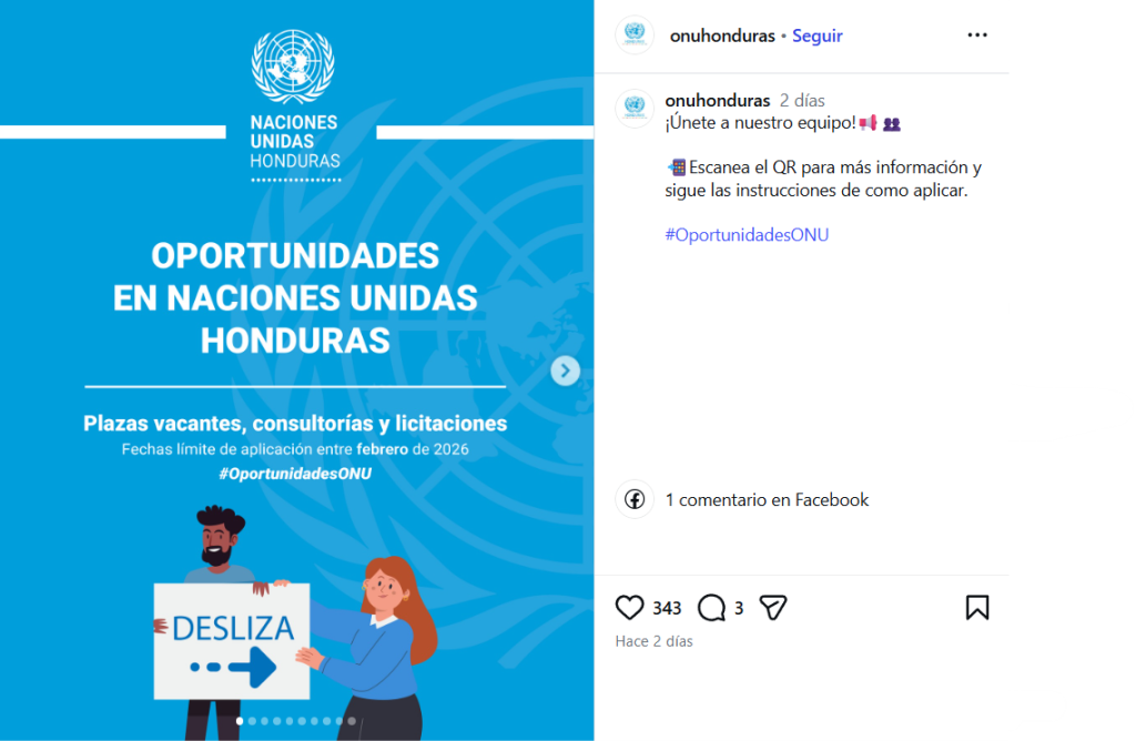 Captura de pantalla de la publicación de la ONU
