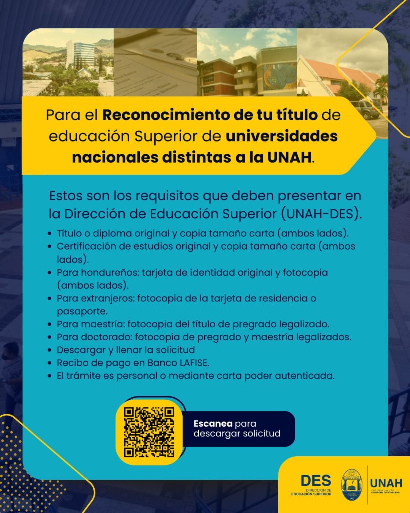 Foto con los requisitos para validar un título universitario