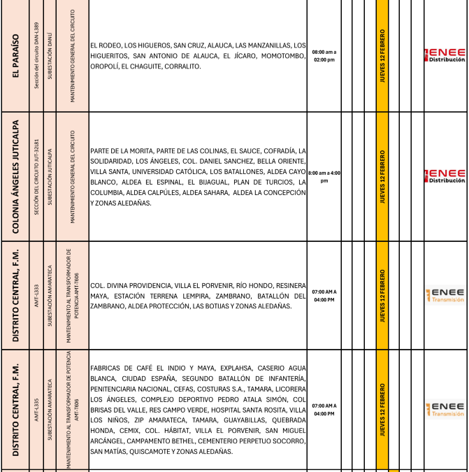 Lista de colonias que no tendrán luz pasado mañana