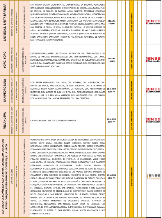 Lista de colonias que no tendrán luz pasado mañana