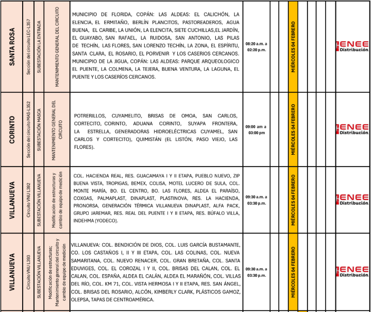 Lista de colonias que no tendrán luz pasado mañana