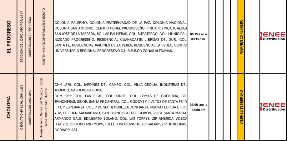 Lista de colonias que no tendrán luz pasado mañana