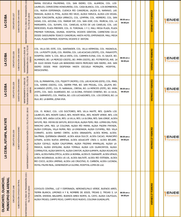 Lista de colonias que no tendrán luz pasado mañana