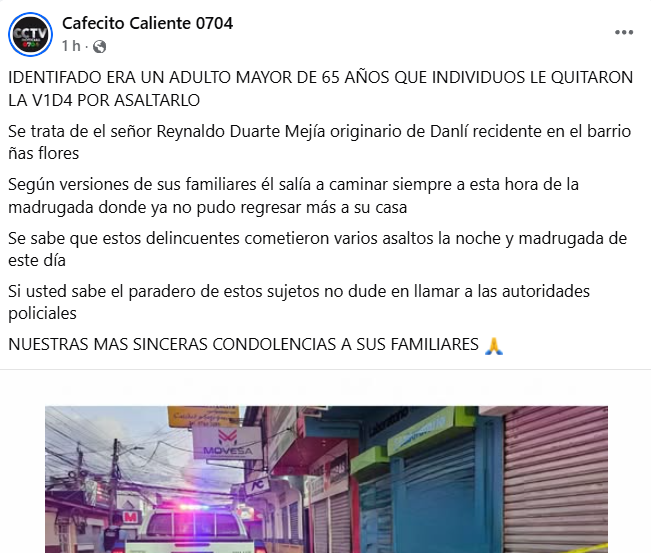 Captura de pantalla de la publicación