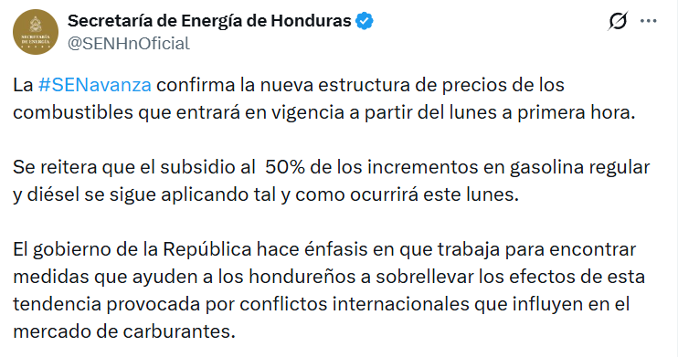 Captura de pantalla de la publicación