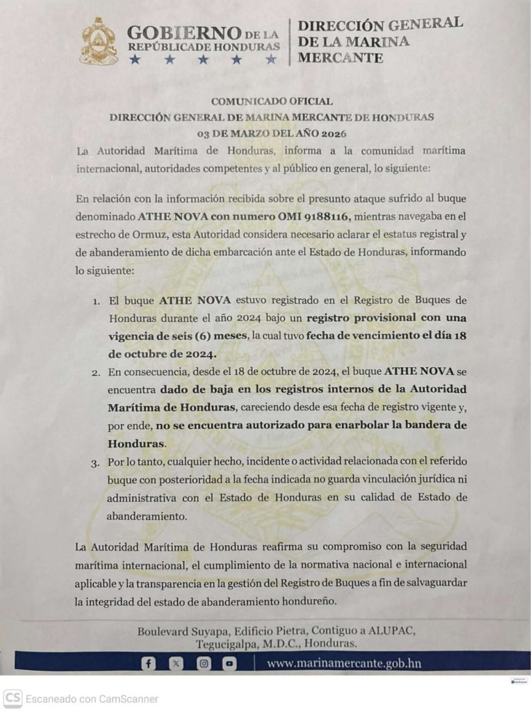 Comunicado de Marina Mercante