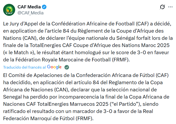 Captura de pantalla de la publicación