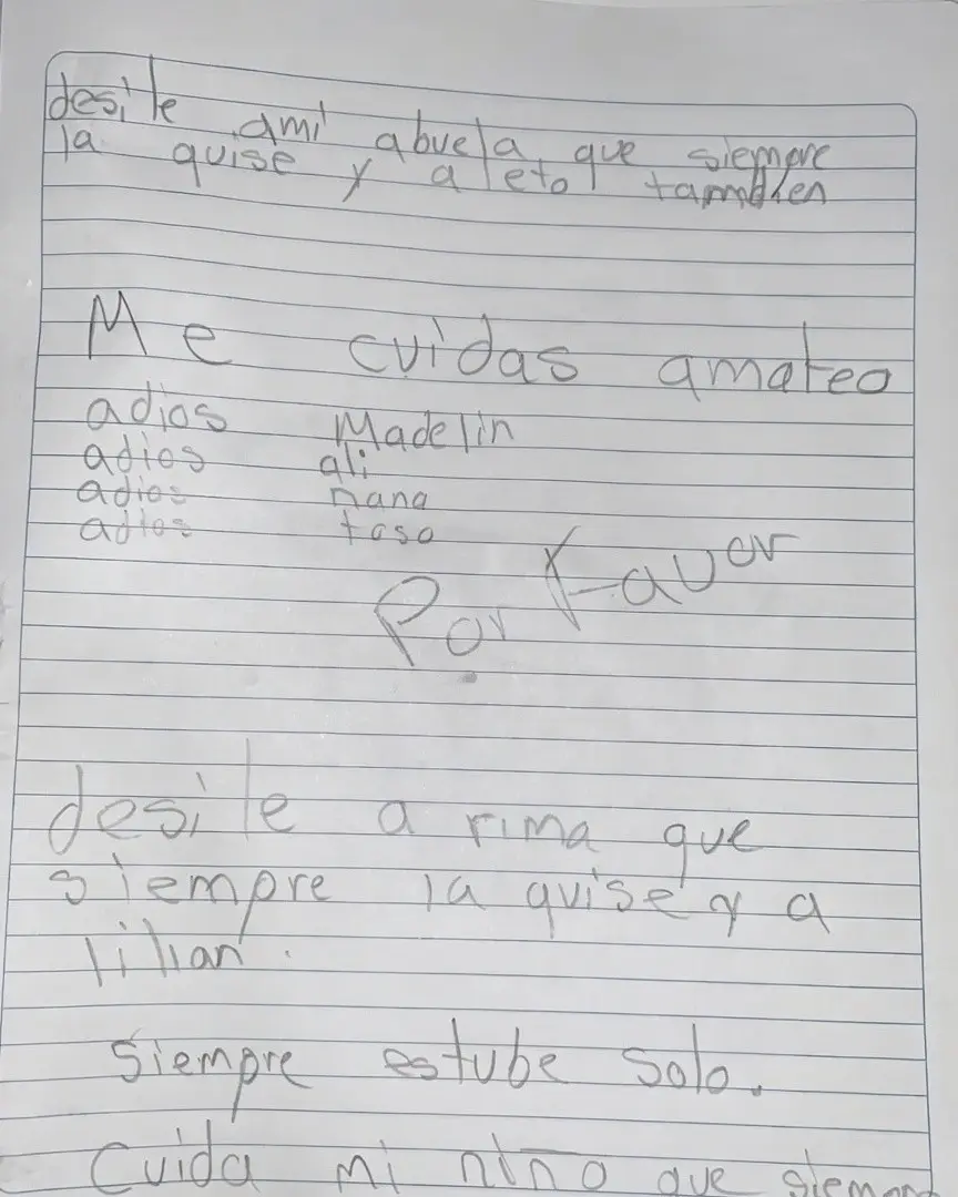 Carta con la que Denis Javier Ruiz Benítez "se despidió".