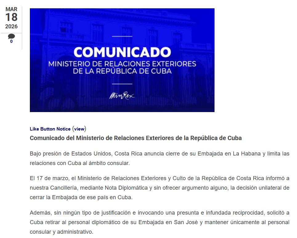 Captura de pantalla del comunicado