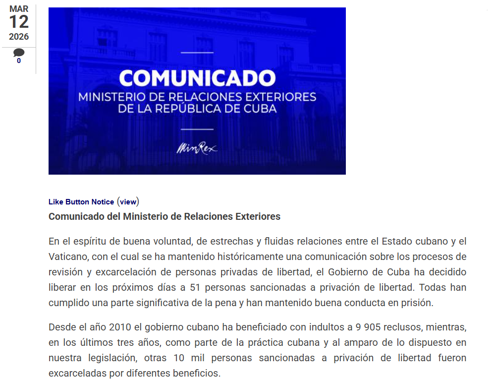 Captura de pantalla de la publicación