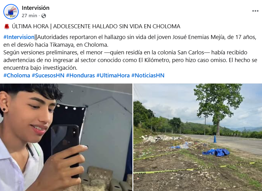 Captura de pantalla de la publicación