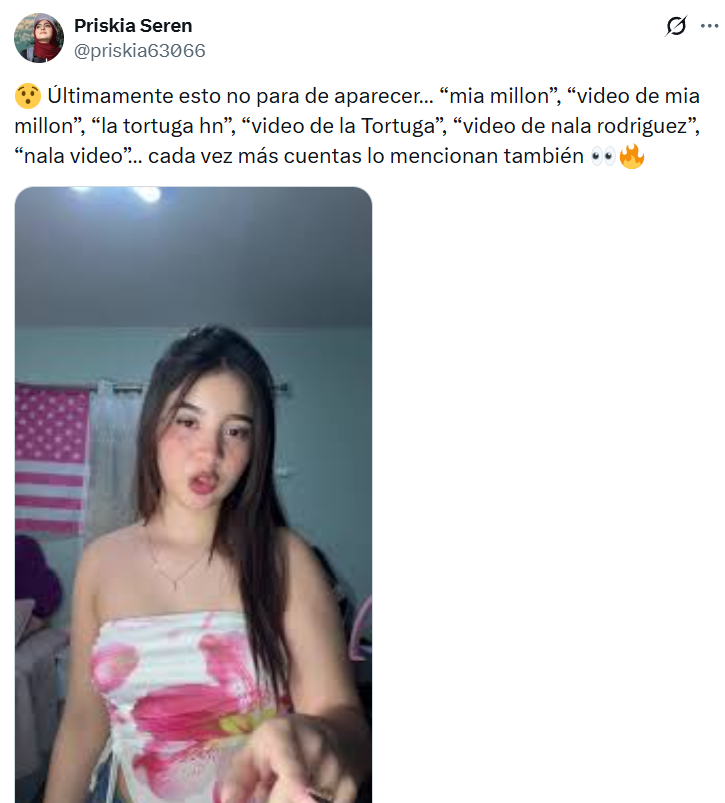 Captura de pantalla de una publicación en la que se habla sobre el supuesto video filtrado de La Tortuga HN, viral en Twitter y Telegram
