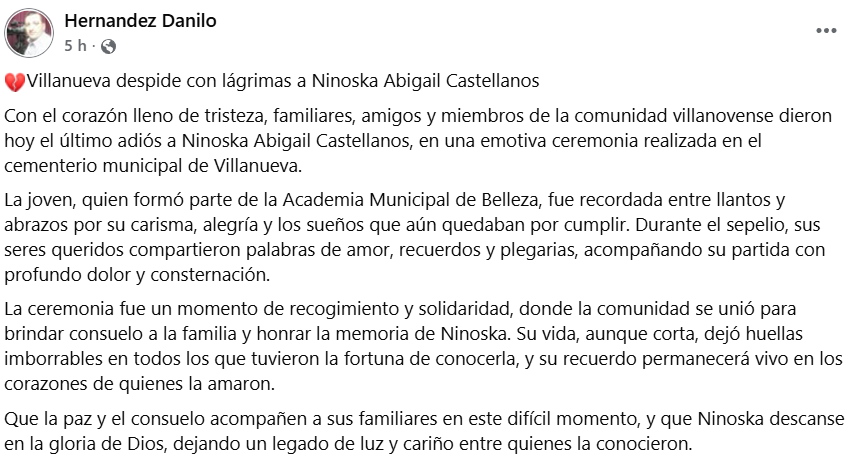 Captura de pantalla de la publicación