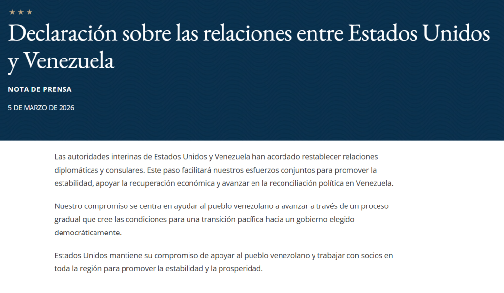 Captura de pantalla del comunicado