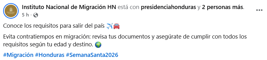 Captura de pantalla de la publicación