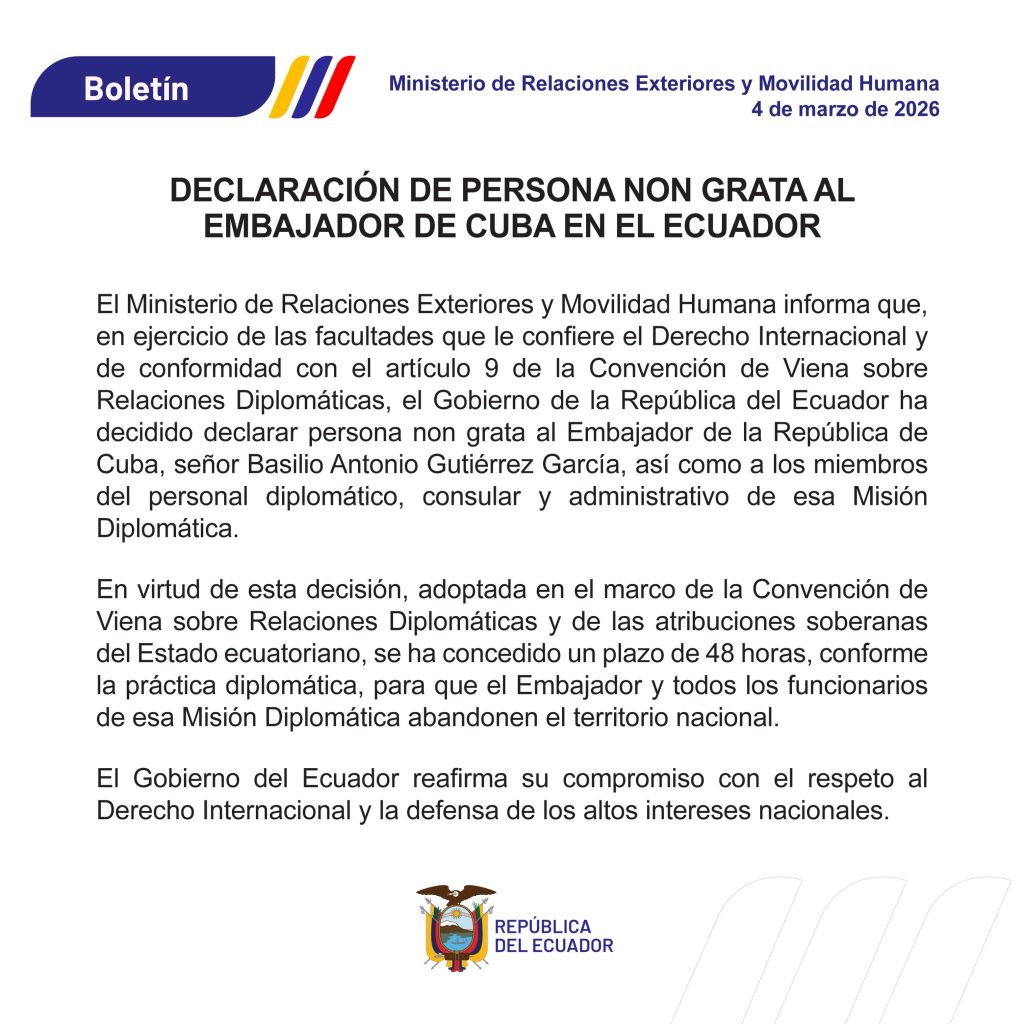Comunicado de Ecuador