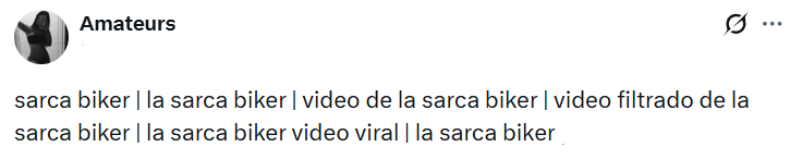 Captura de pantalla de una publicación en la que se habla sobre el segundo video de la Sarca Biker, nuevo clip que se volvió viral