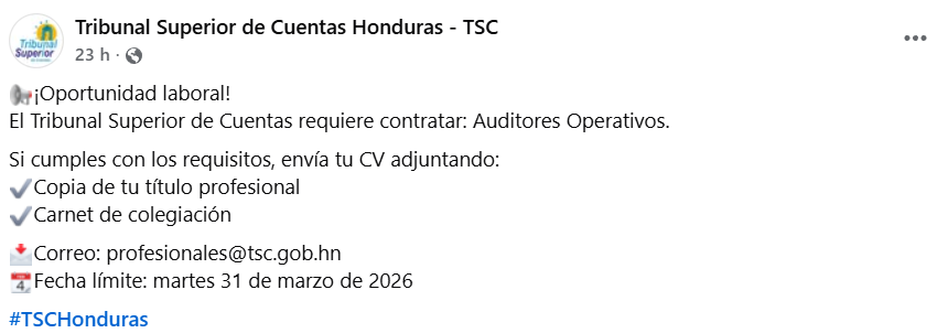 Captura de pantalla de la publicación