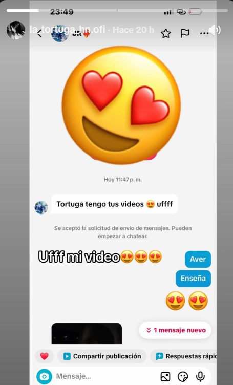 Captura de pantalla de una publicación en la que La Tortuga HN se refiere a los supuestos videos filtrados que se han vuelto viral