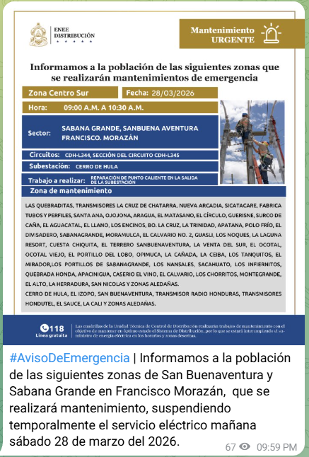 Lista de colonias que no tendrán luz pasado mañana