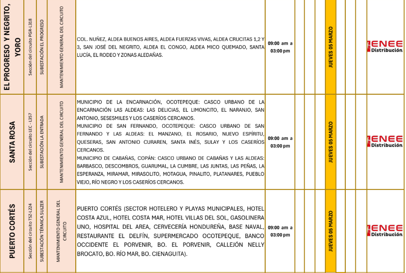 Lista de colonias que no tendrán luz pasado mañana