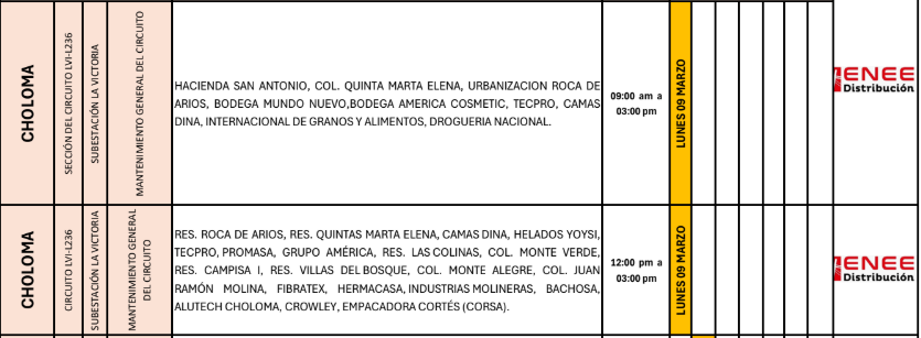 Lista de colonias que no tendrán luz pasado mañana