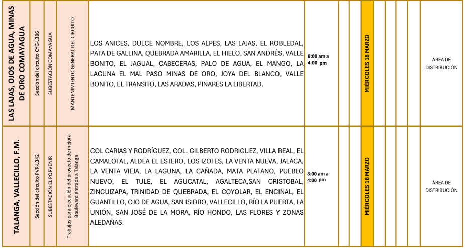 Lista de colonias que no tendrán luz pasado mañana