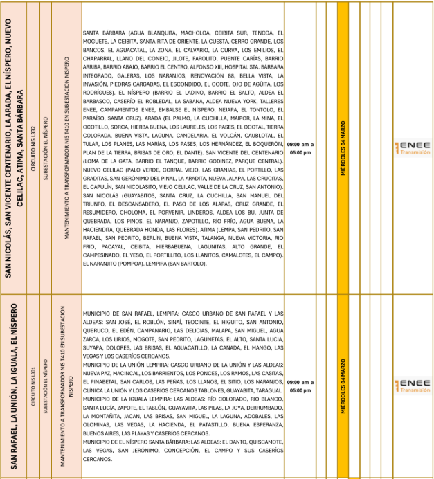 Lista de colonias que no tendrán luz pasado mañana