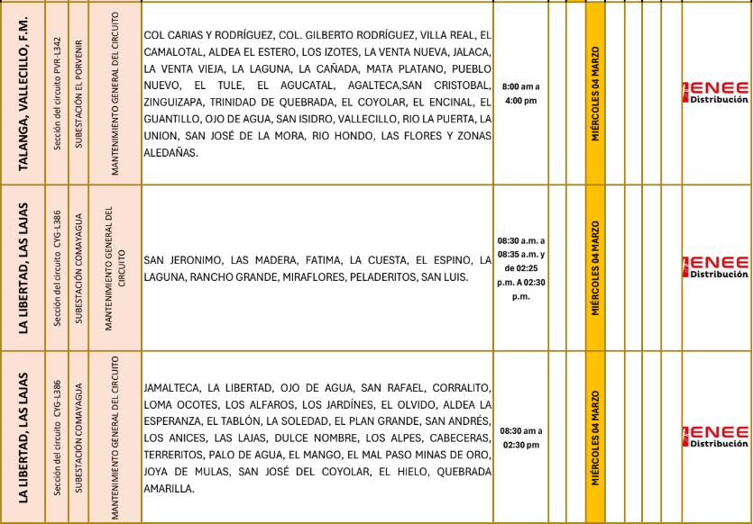 Lista de colonias que no tendrán luz pasado mañana