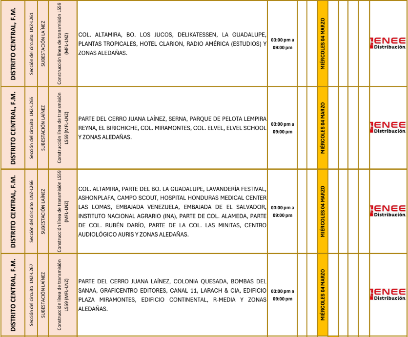 Lista de colonias que no tendrán luz pasado mañana