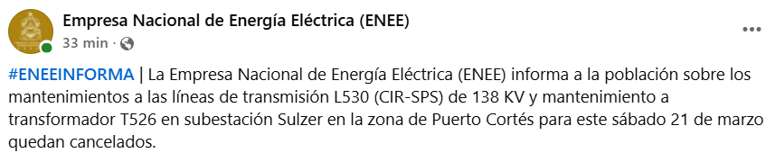 Comunicado de la ENEE