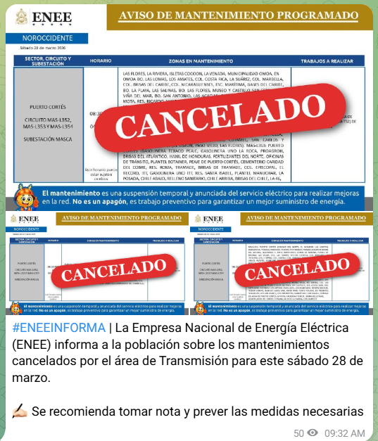 Comunicado de la ENEE