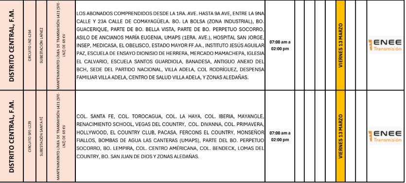 Lista de colonias que no tendrán luz pasado mañana
