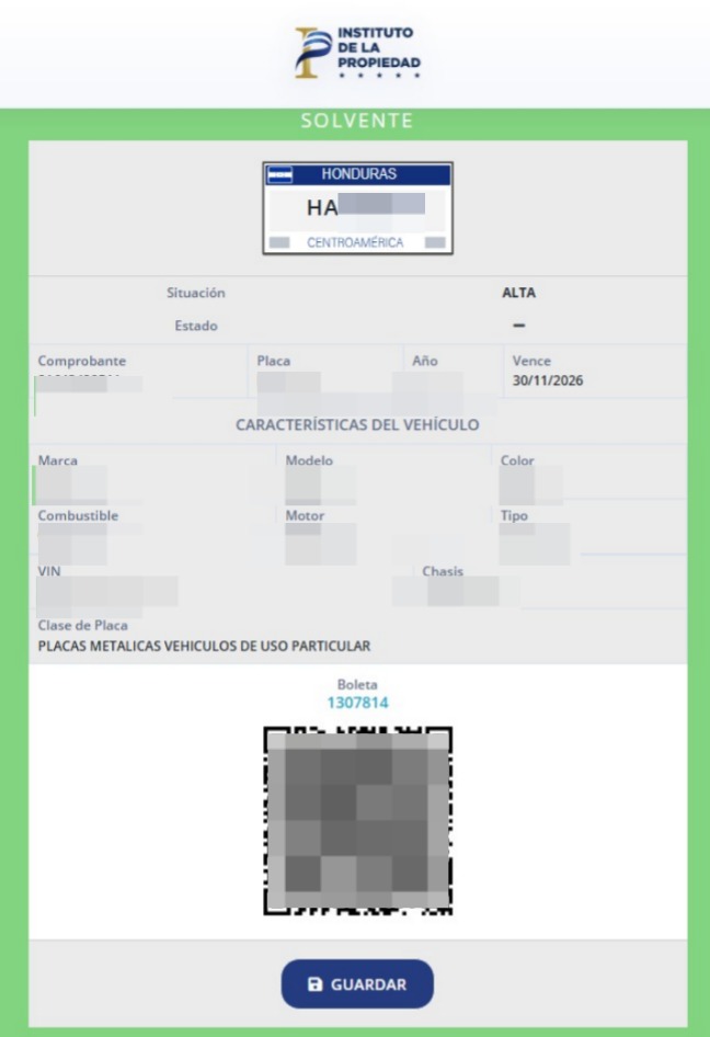 Ejemplo de boleta de revisión digital generada por el IP.