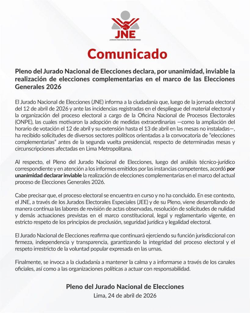 Comunicado del JNE
