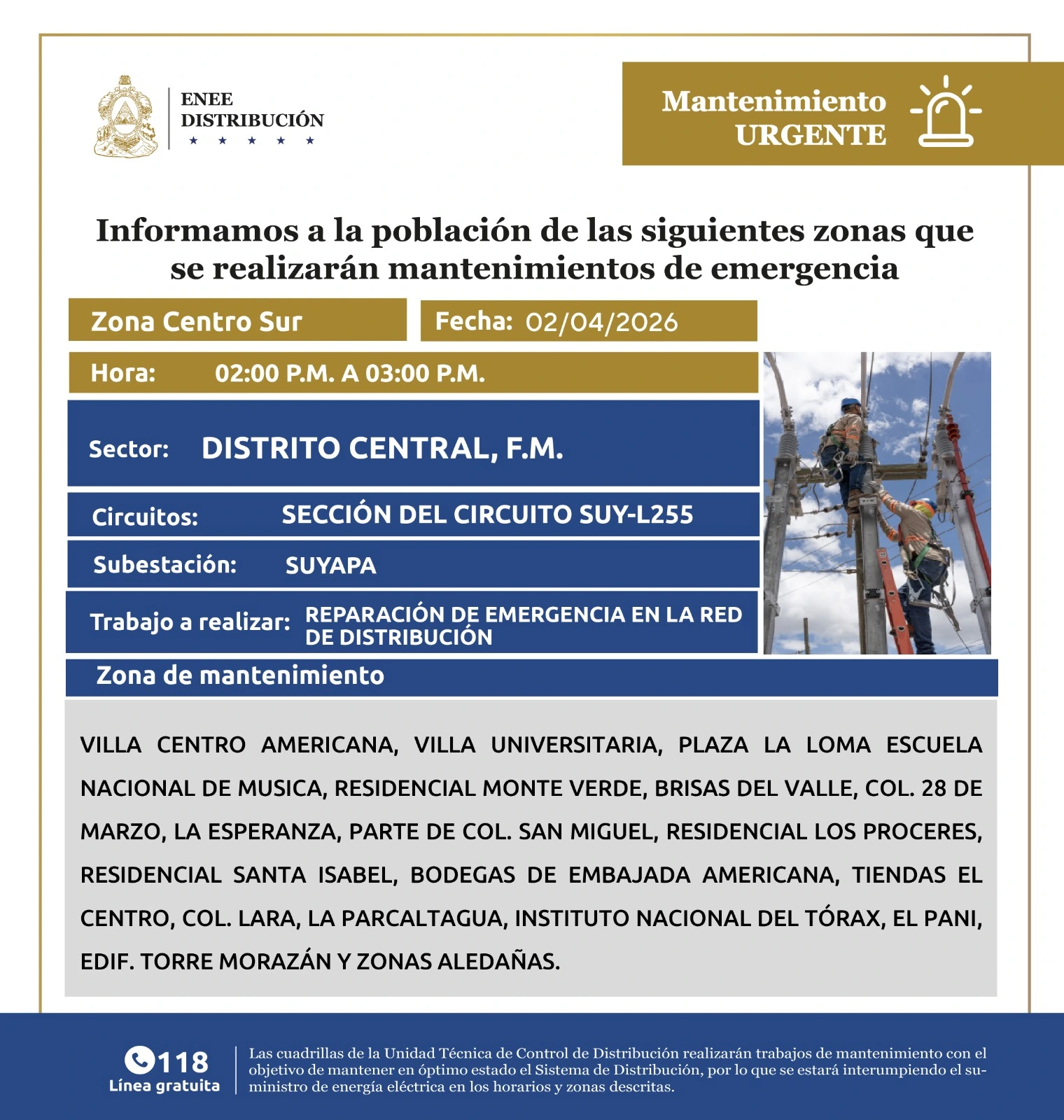 Lista de colonias que no tendrán luz pasado mañana