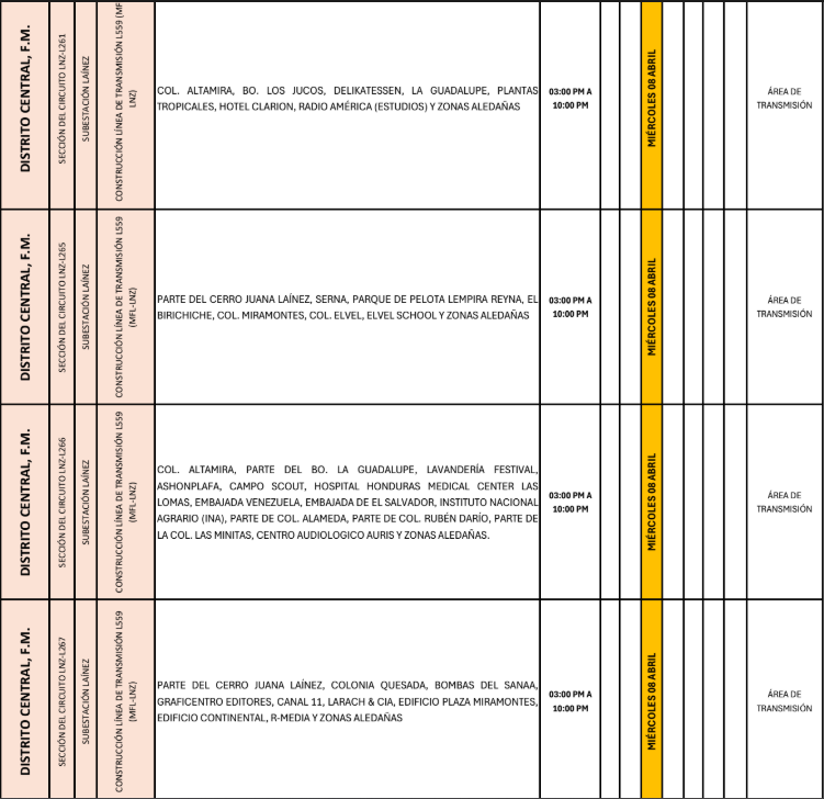 Lista de colonias que no tendrán luz pasado mañana