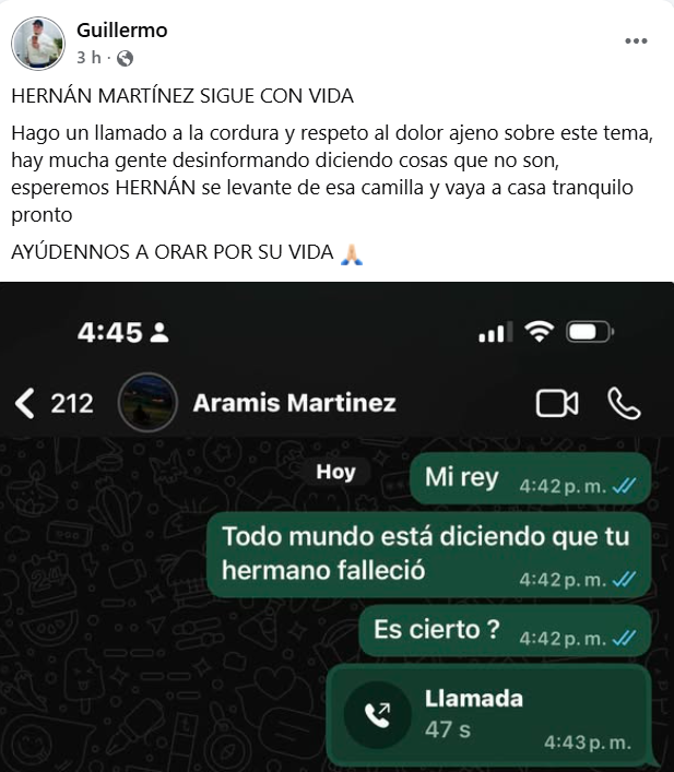 Captura de pantalla de la publicación