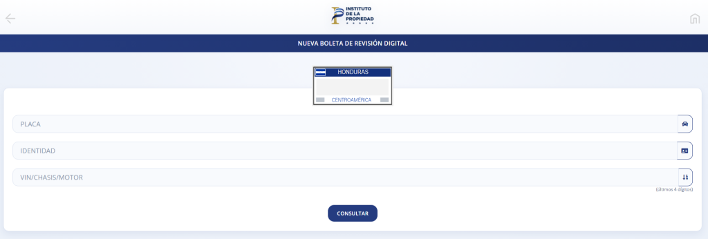 Sección para ingresar los datos para obtener boleta digital.