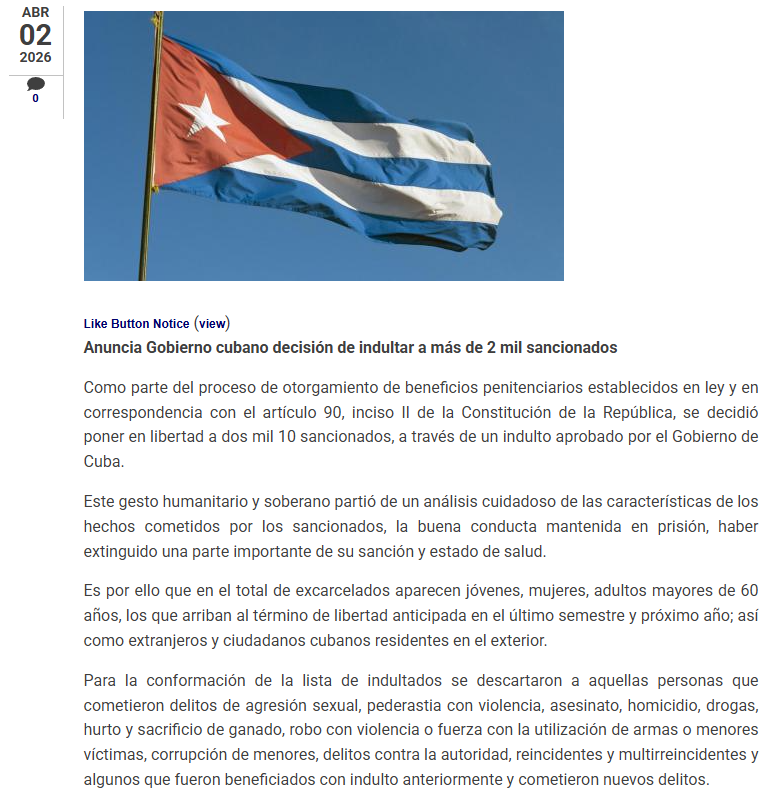 Captura de pantalla del comunicado