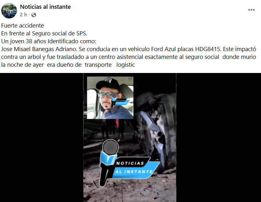 Captura de pantalla de la publicación