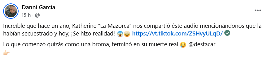 Captura de pantalla de la publicación