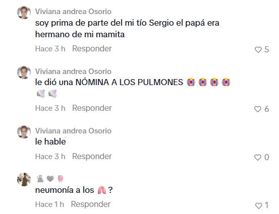 Captura de pantalla de comentarios que mencionan la supuesta causa de muerte de Don Checho Trifulca