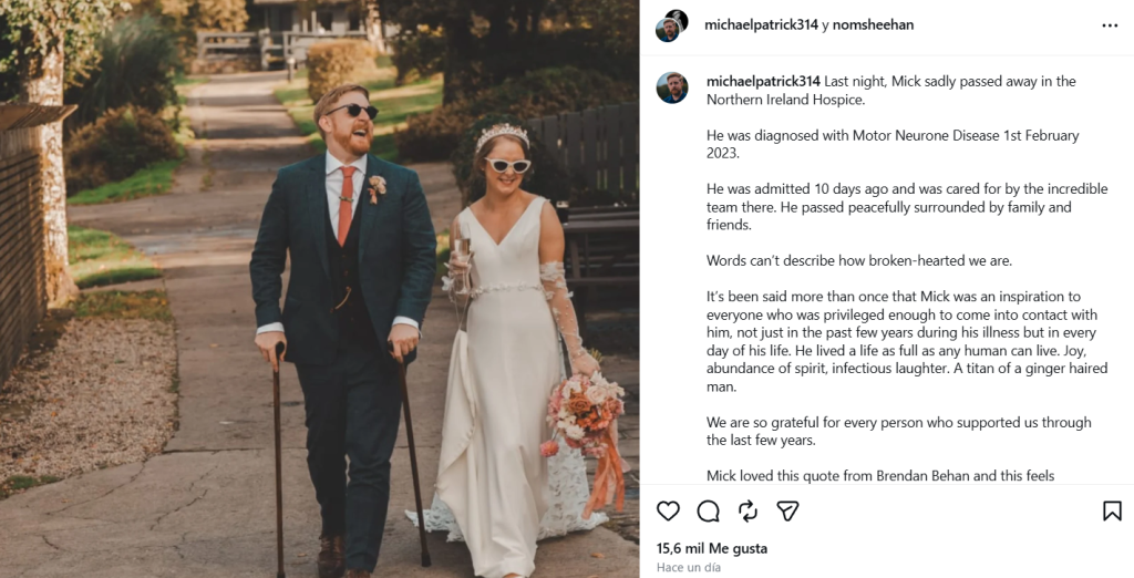 Captura de pantalla de la publicación sobre la muerte de Michael Campbell, actor de Game of Thrones