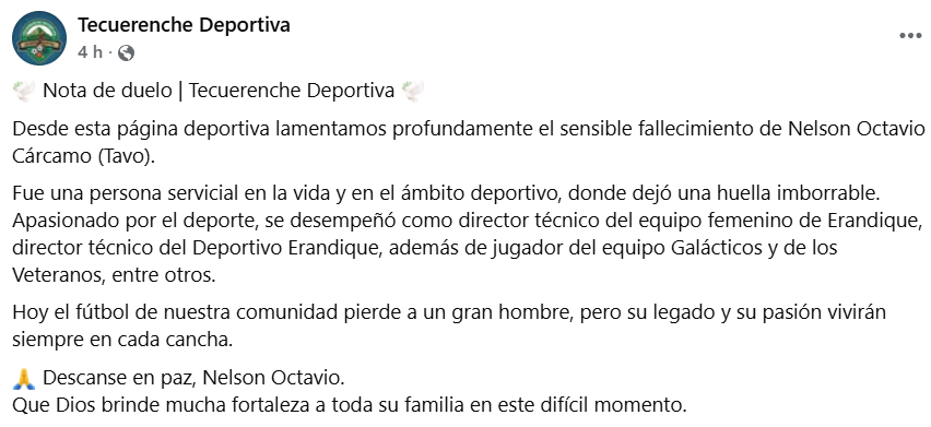 Captura de pantalla de la publicación