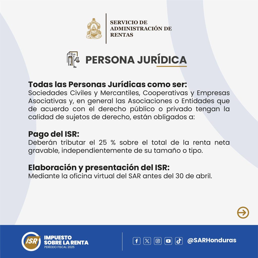 Comunicado del SAR sobre el ISR en Honduras
